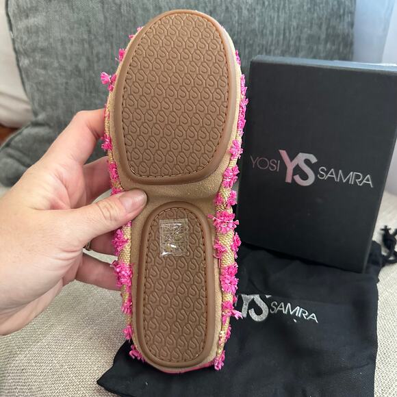 NEW YOSI SAMRA Pink Lemonade Tan Rattan Leather‎ Foldable Round Toe Ballet Flats - Picture 9 of 10